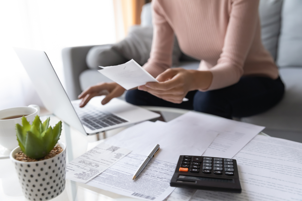 Woman checking her finances